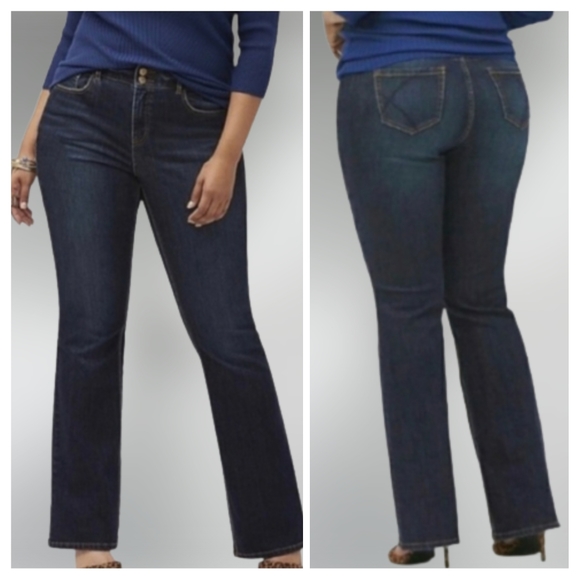 Lane Braynt Distinctly Boot Mid Rise Bootcut Jeans Darkwash Blue Denim Size 20 - Picture 2 of 12